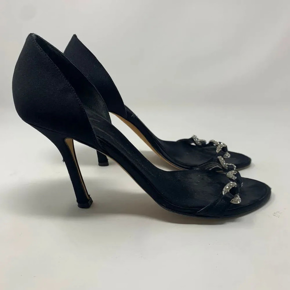 Giuseppe Zanotti Black Silk Sandals w/ Rhinestones - Picture 5 of 10